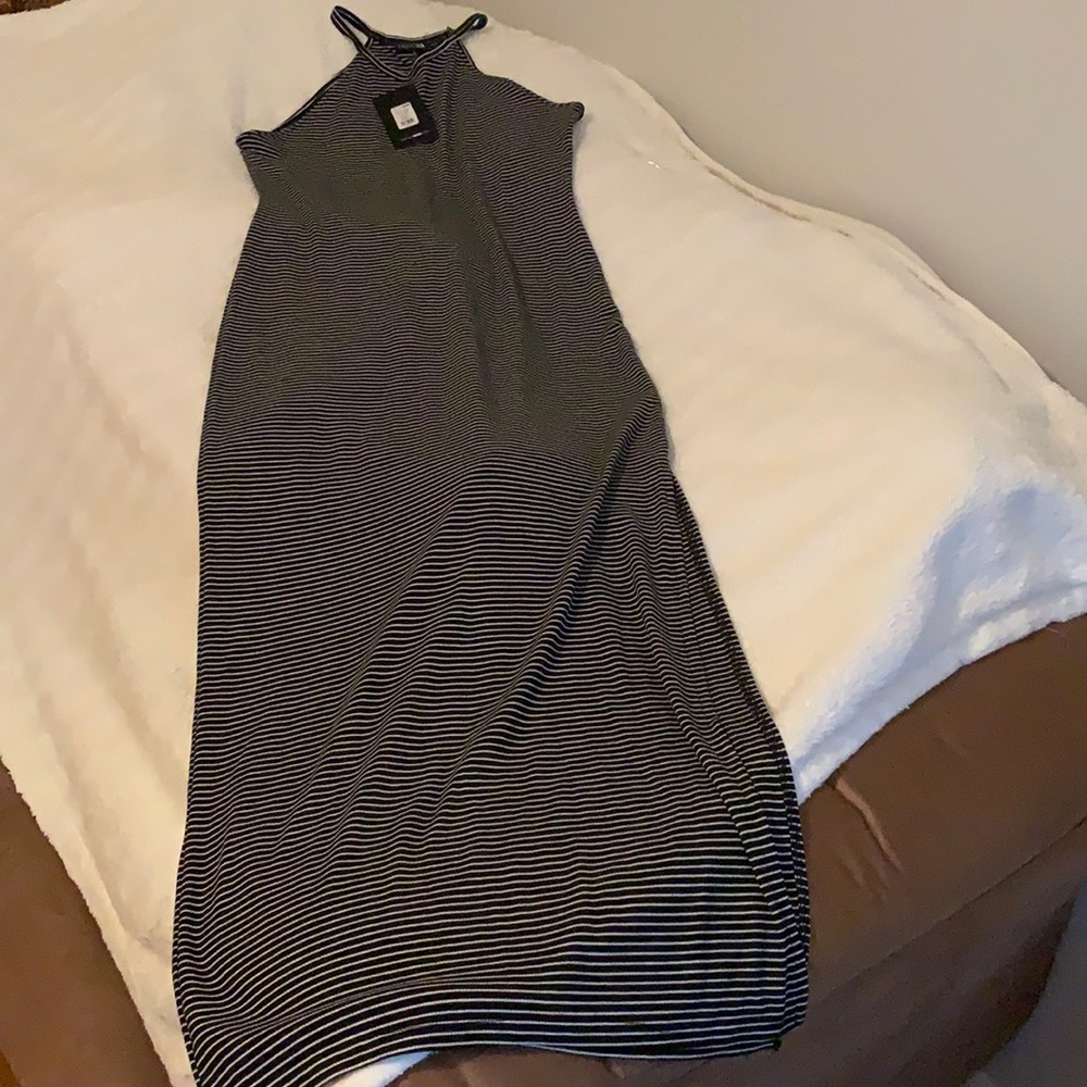 Black and White Striped Fashion Nova Maxi Dress